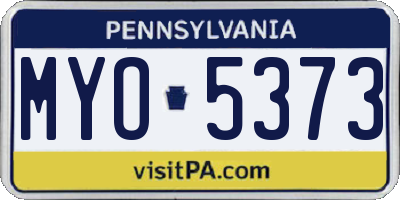 PA license plate MYO5373