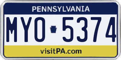 PA license plate MYO5374