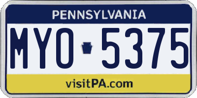 PA license plate MYO5375