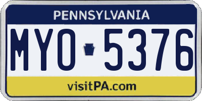 PA license plate MYO5376