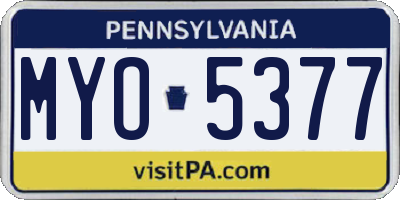 PA license plate MYO5377