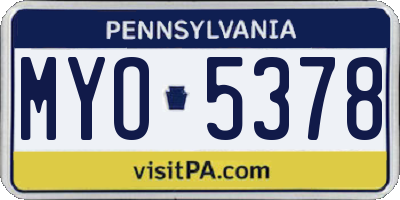 PA license plate MYO5378