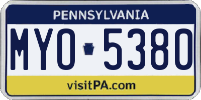 PA license plate MYO5380