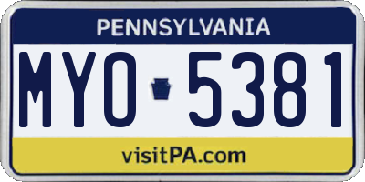 PA license plate MYO5381