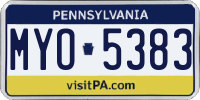 PA license plate MYO5383