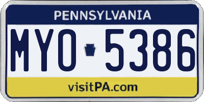 PA license plate MYO5386