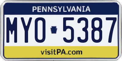 PA license plate MYO5387