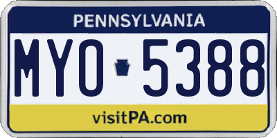 PA license plate MYO5388