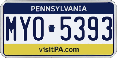 PA license plate MYO5393