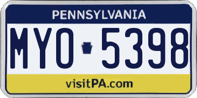 PA license plate MYO5398