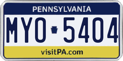 PA license plate MYO5404