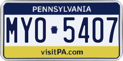 PA license plate MYO5407