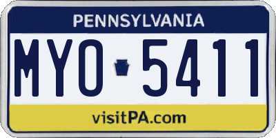 PA license plate MYO5411