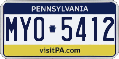 PA license plate MYO5412