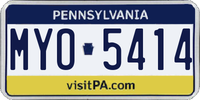 PA license plate MYO5414