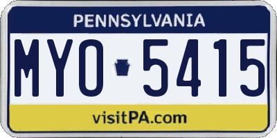 PA license plate MYO5415
