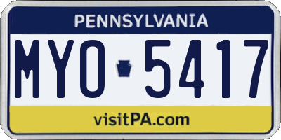 PA license plate MYO5417