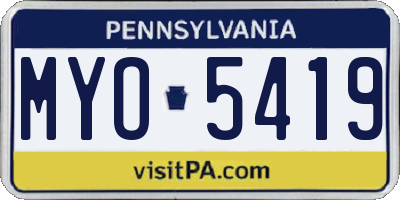 PA license plate MYO5419
