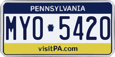 PA license plate MYO5420