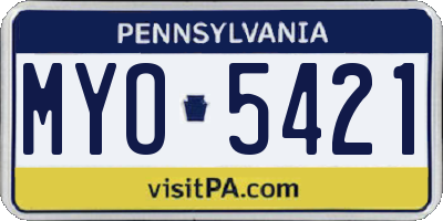 PA license plate MYO5421