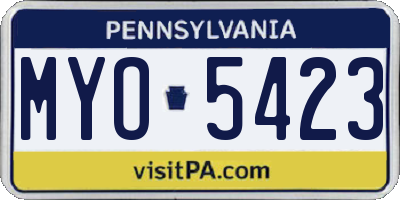 PA license plate MYO5423