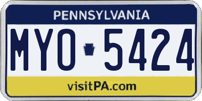 PA license plate MYO5424