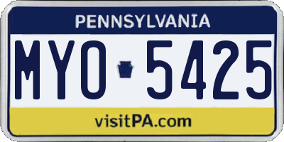 PA license plate MYO5425