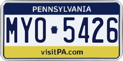 PA license plate MYO5426