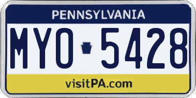 PA license plate MYO5428