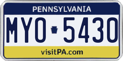 PA license plate MYO5430