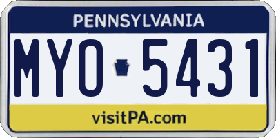PA license plate MYO5431