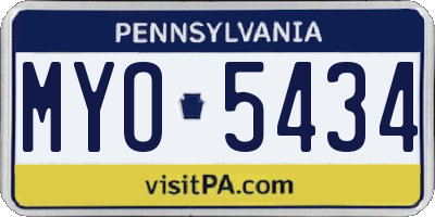 PA license plate MYO5434
