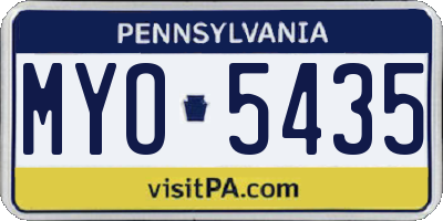 PA license plate MYO5435