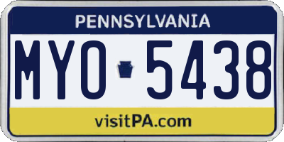 PA license plate MYO5438