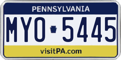 PA license plate MYO5445