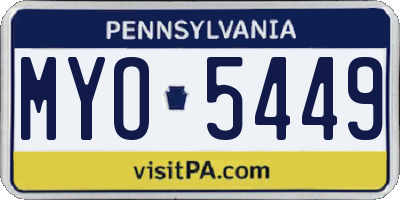 PA license plate MYO5449