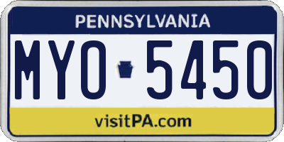 PA license plate MYO5450