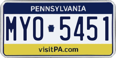 PA license plate MYO5451