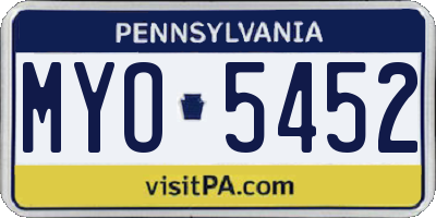 PA license plate MYO5452
