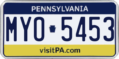 PA license plate MYO5453