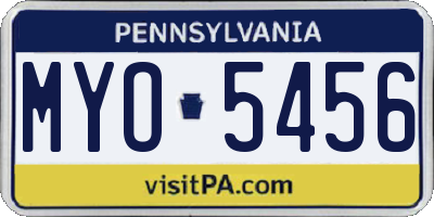 PA license plate MYO5456
