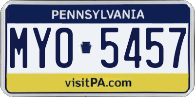 PA license plate MYO5457