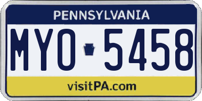 PA license plate MYO5458