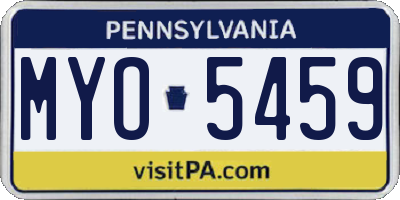 PA license plate MYO5459