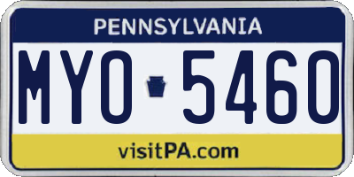 PA license plate MYO5460