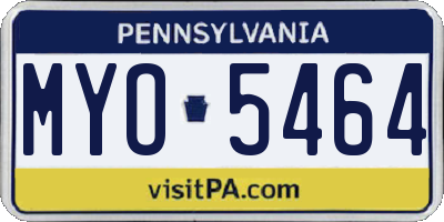 PA license plate MYO5464