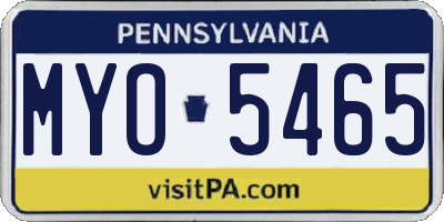 PA license plate MYO5465