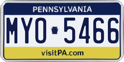 PA license plate MYO5466