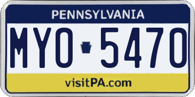 PA license plate MYO5470