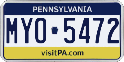 PA license plate MYO5472